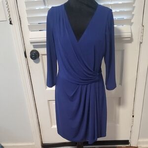 Boston Proper Elegant Blue Wrap Dress